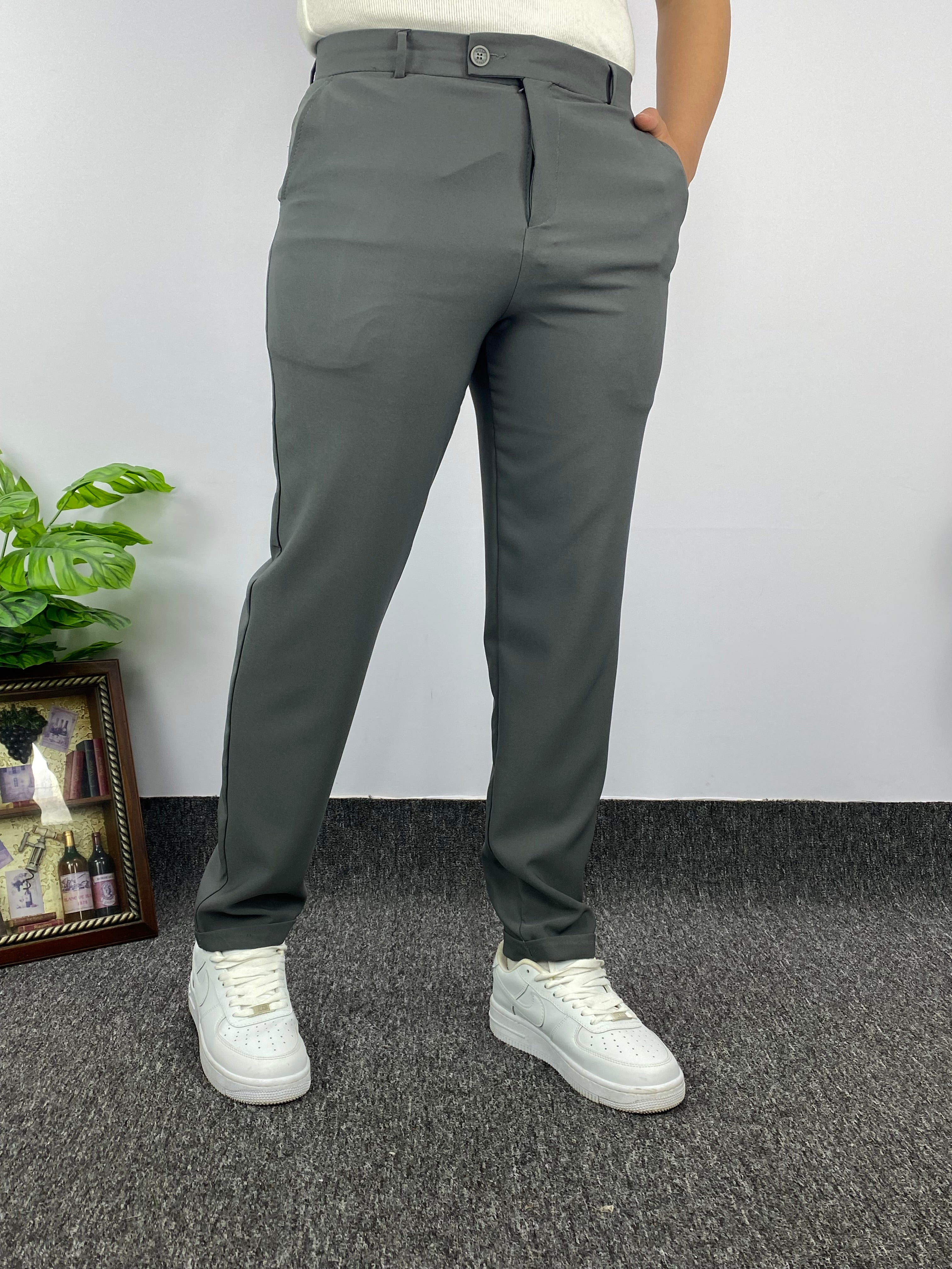 Füme Duble Paça Detaylı Kumaş Pantolon