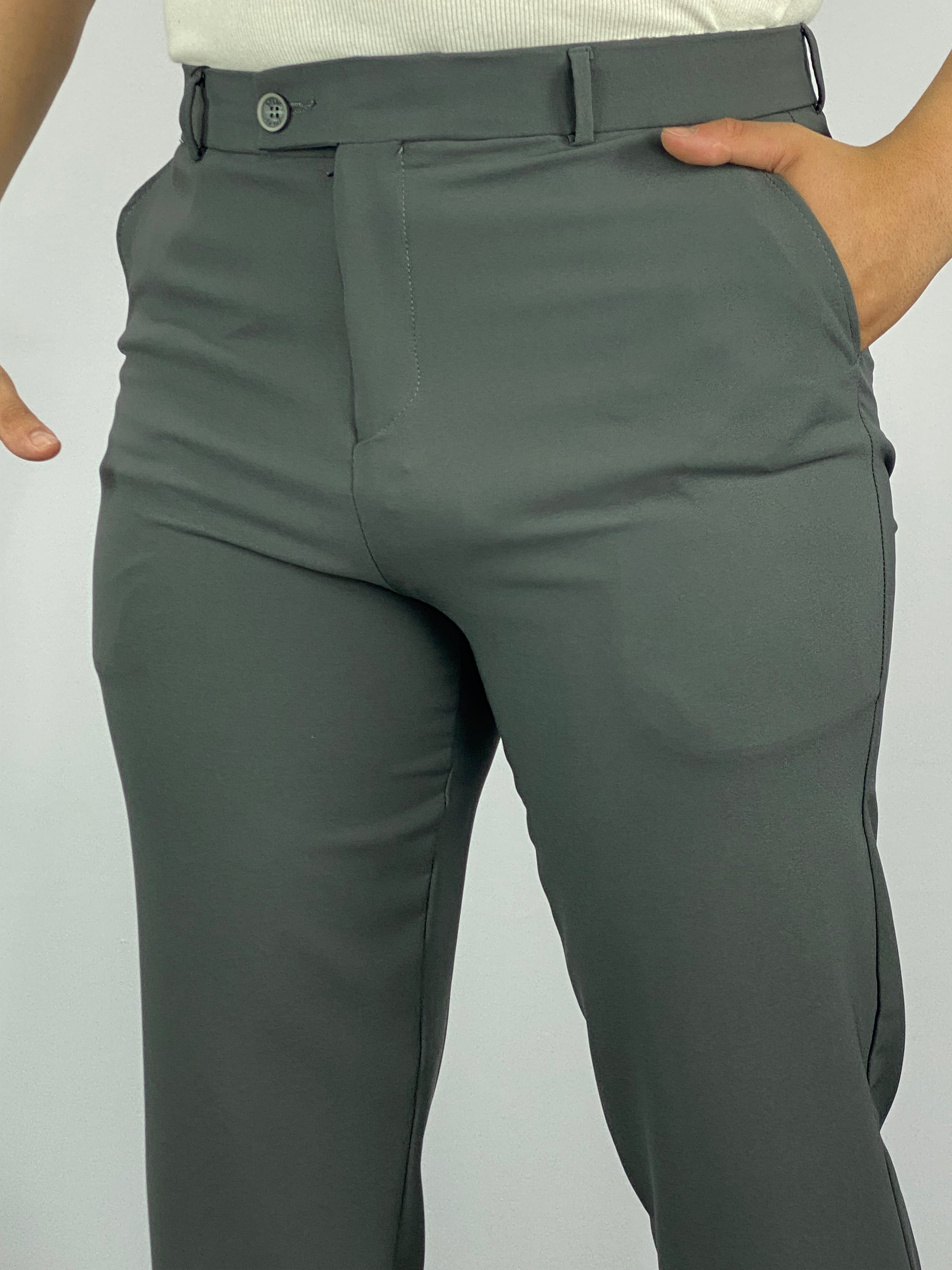 Füme Duble Paça Detaylı Kumaş Pantolon
