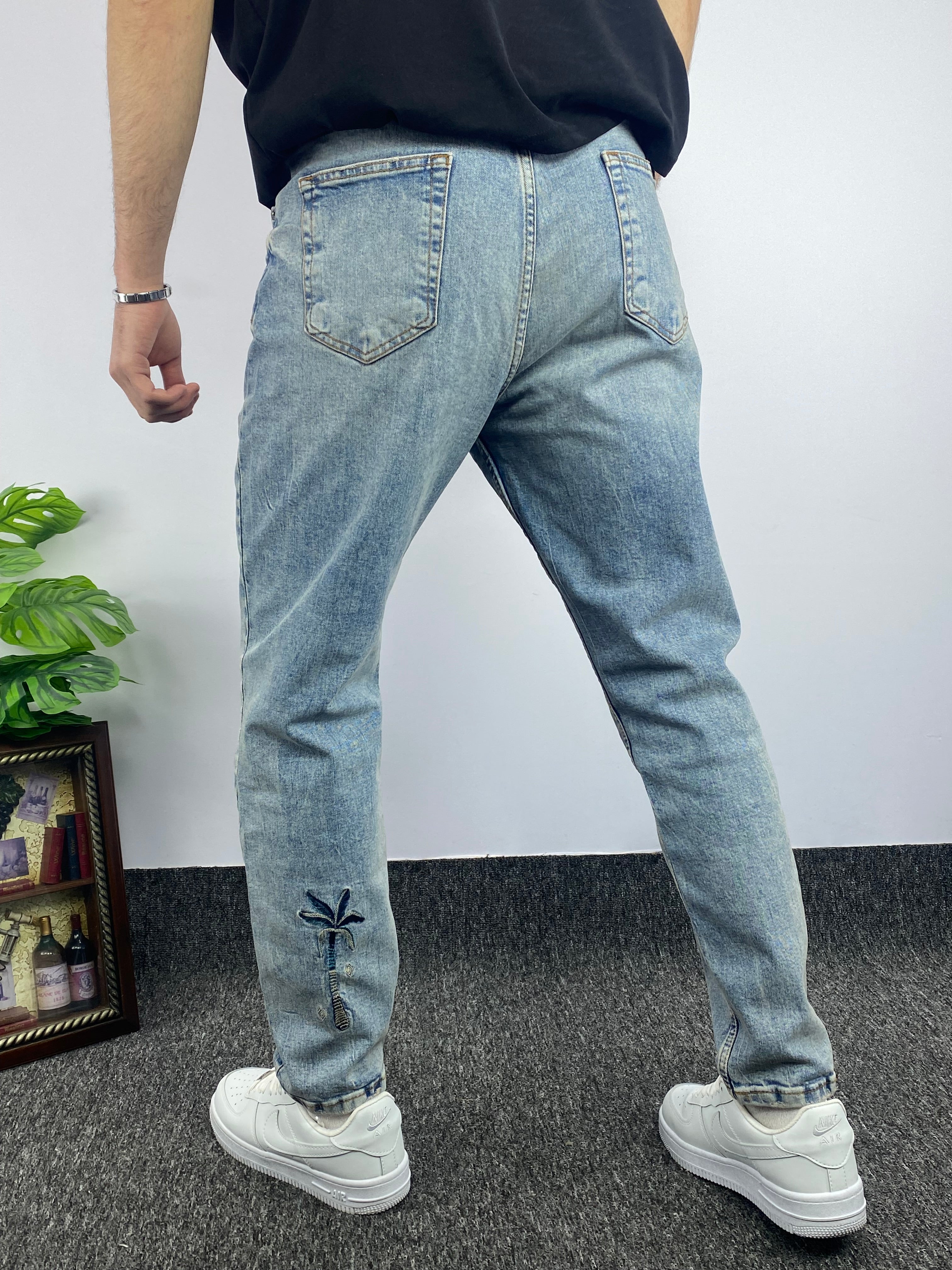 Buz Mavisi Cth Boyfriend Jeans Nakış Detaylı