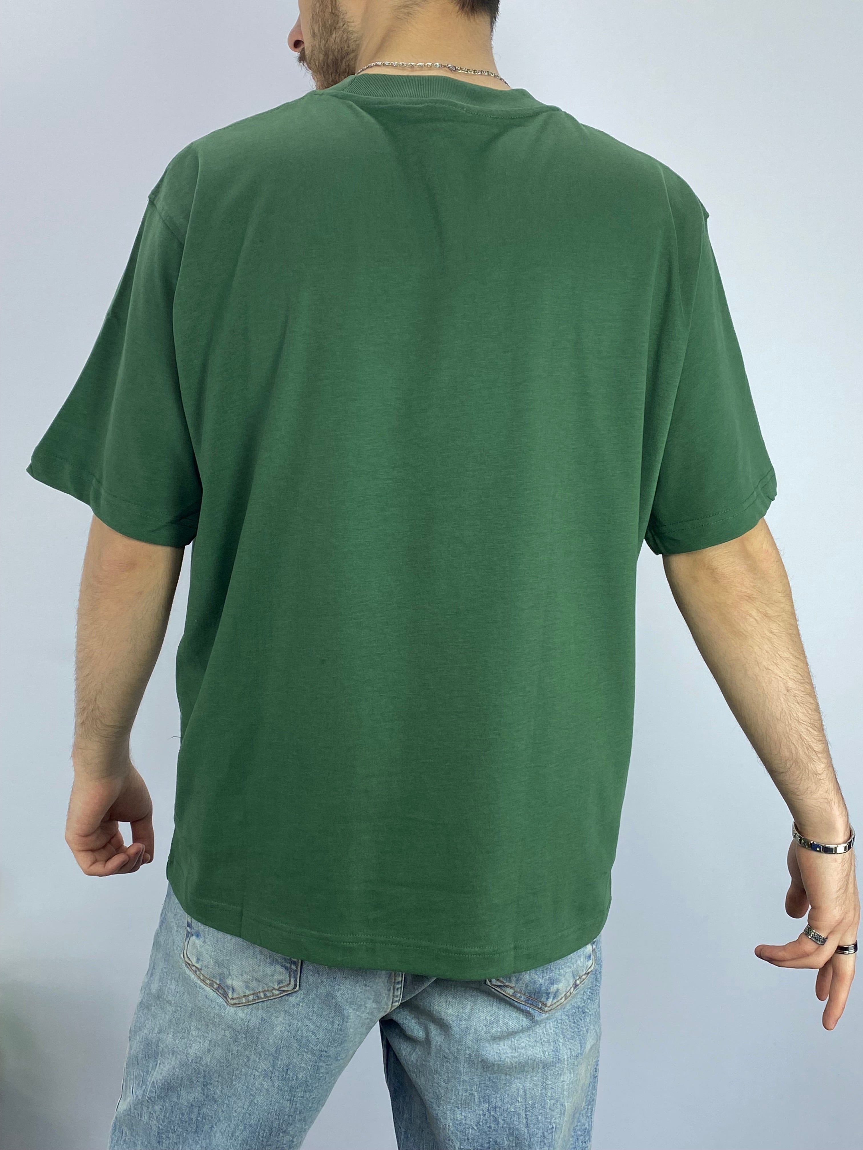 Yeşil C Nakışlı Oversize T-shirt