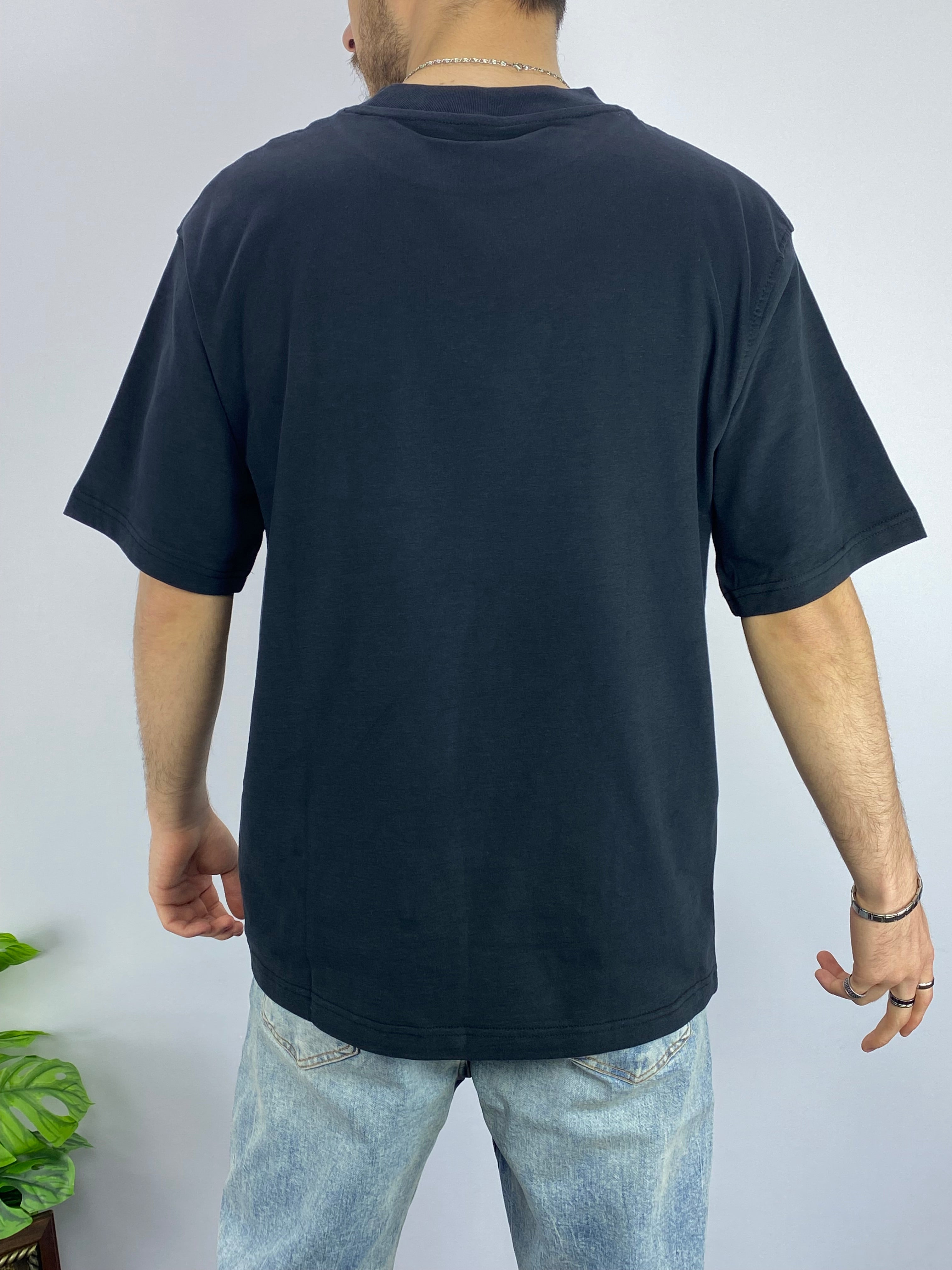 Siyah C Nakışlı Oversize T-shirt