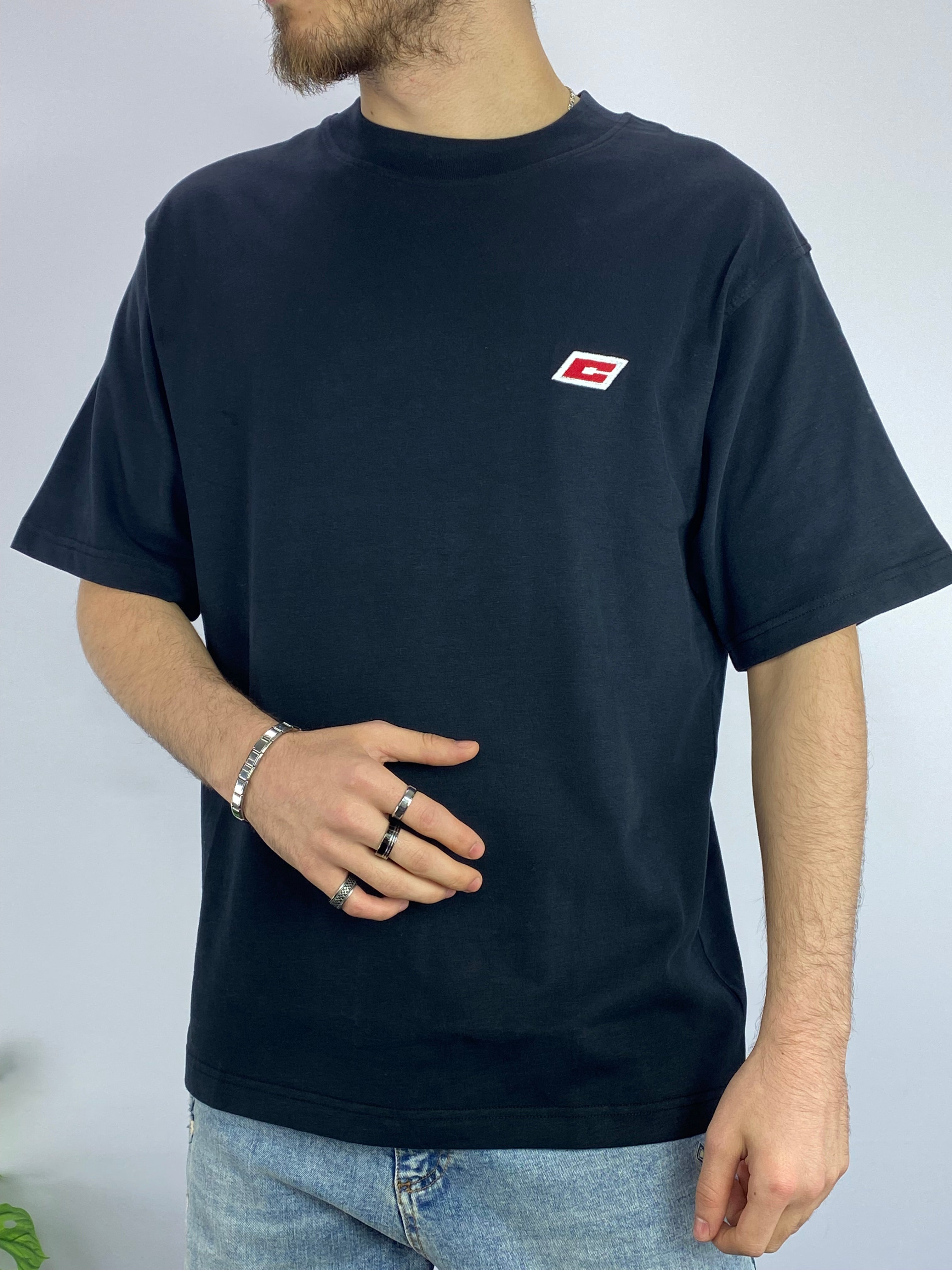 Siyah C Nakışlı Oversize T-shirt