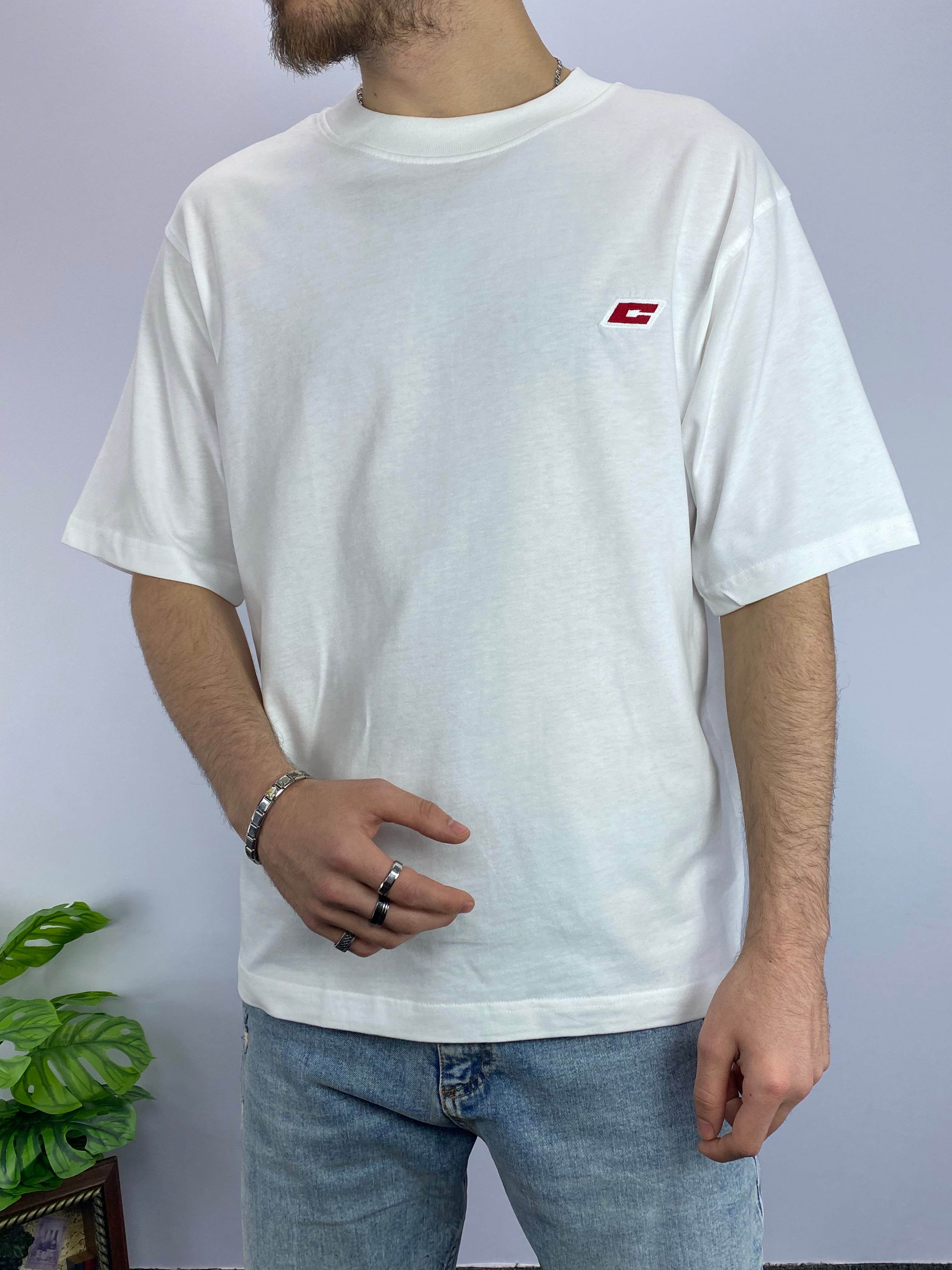 Beyaz C Nakışlı Oversize T-shirt