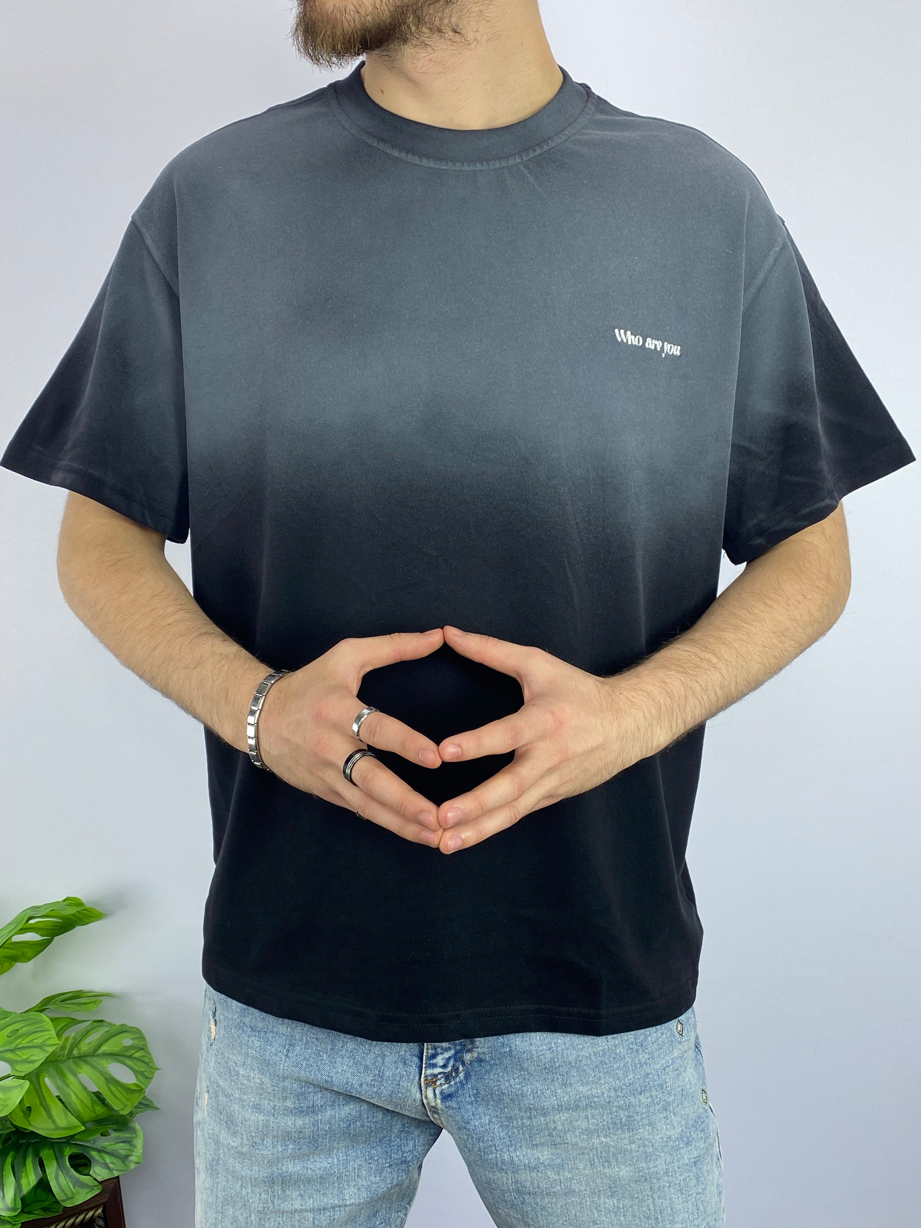 Siyah Yıkamalı Kumaş Oversize T-shirt